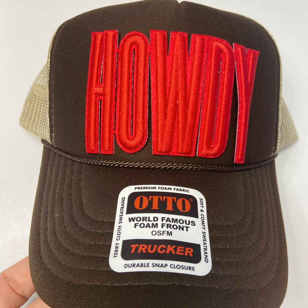 TEELUX - 4" HOWDY in Red -  3D Embroidered Hat Patch