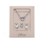 WJW - 18K Gold Stainless Steel Bow Charm Holder Necklace Gift Set