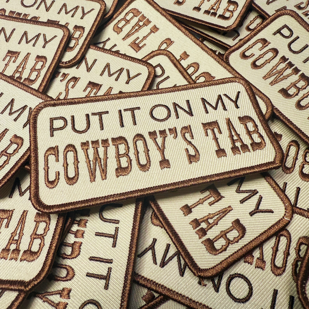 TEELUX - 4" Put it on my COWBOYS TAB -  Embroidered Hat Patch
