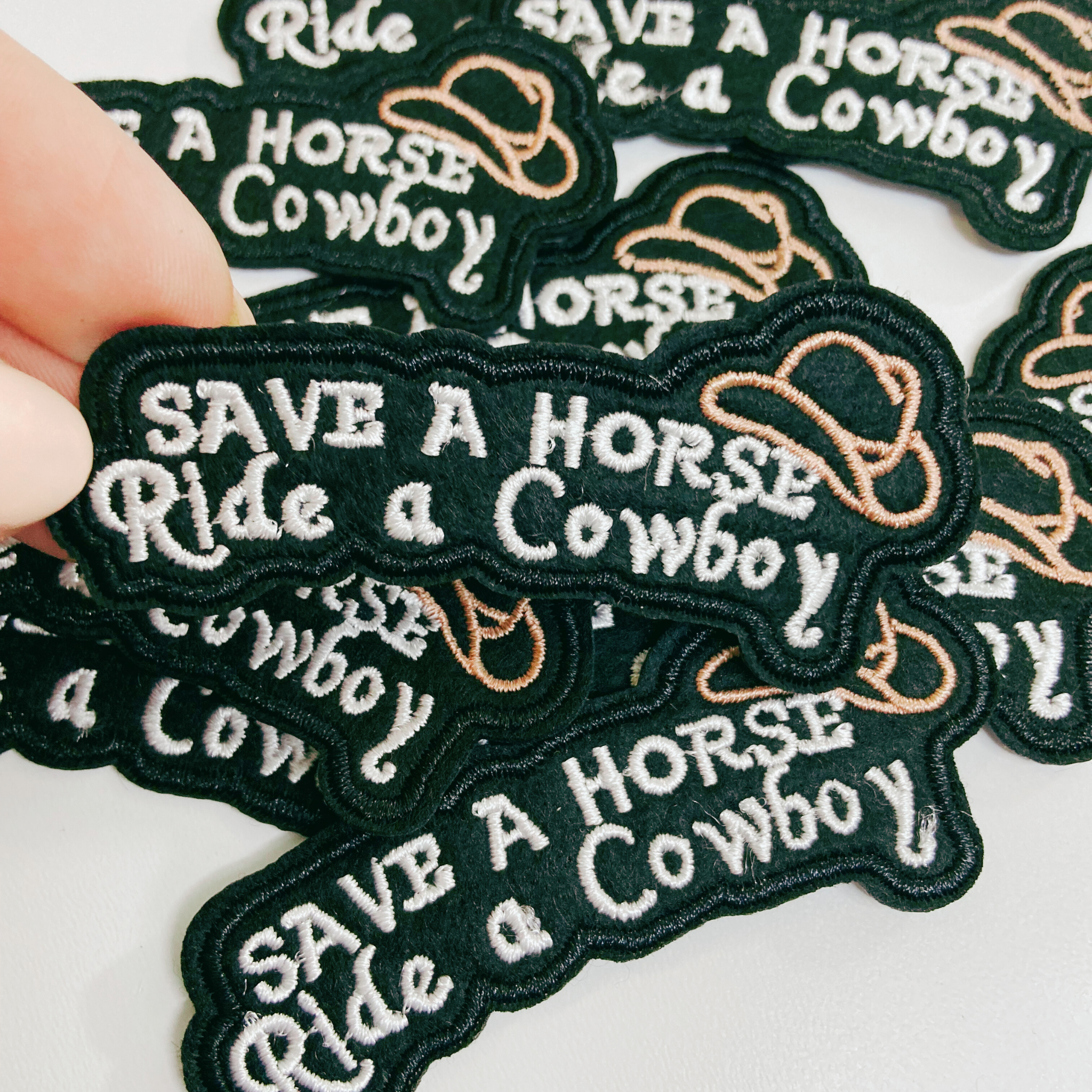 TEELUX - 3" Save a Horse Ride a Cowboy -  Embroidered Hat Patch