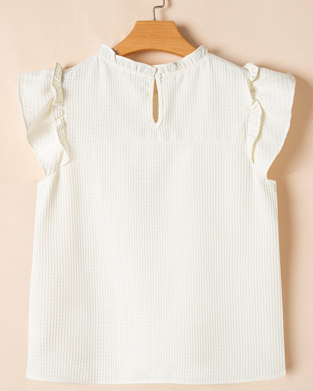 Clover Ruffle Trim Waffle Textured Blouse