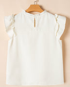 Clover Ruffle Trim Waffle Textured Blouse