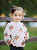 Thanksgiving Pumpkin Sequin Sweater – Beige, Perfect for Fall