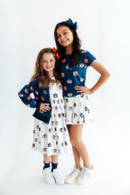 Auburn White Aubie 3/4 Sleeve Pocket Twirl Dress
