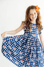 Auburn Plaid Aubie Flutter Twirl Dress