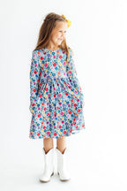 Vintage Floral L/S Pocket Twirl Dress