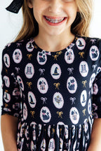 Hocus Pocus 3/4 Sleeve Pocket Twirl Dress