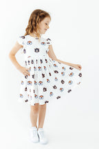 Auburn White Aubie Flutter Twirl Dress